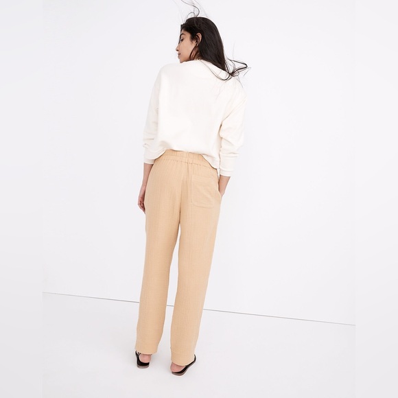 Madewell Cotton Pull-On Crop Gauze Lounge Pants Tan XS - Picture 3 of 10
